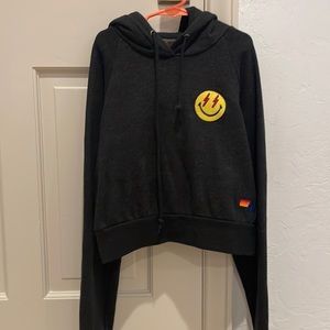 Aviator Nation Black Hoodie cropped size Small